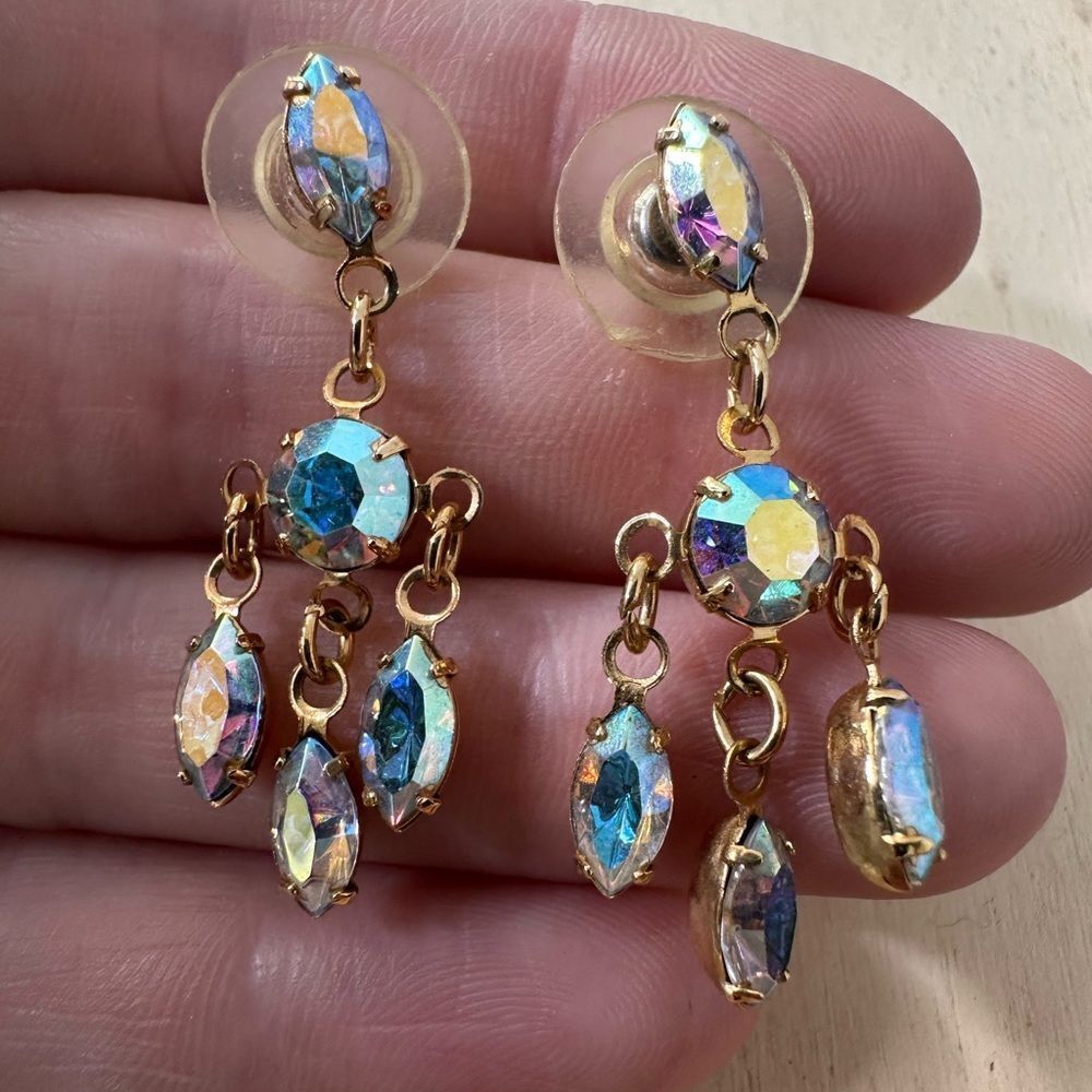 Vintage Regency Inspired AB Rhinestone Elegant Earrings